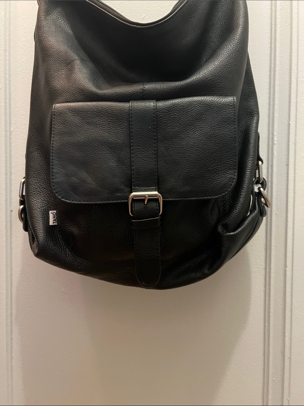 Tano Black Leather Hobo Shoulder Bag - Picture 3 of 9